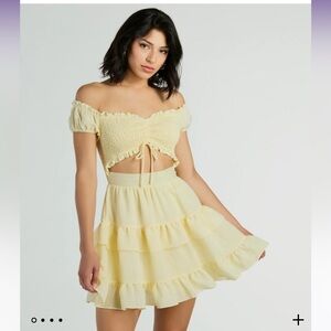 Girlycore Off-The-Shoulder Ruffled Skater Dress